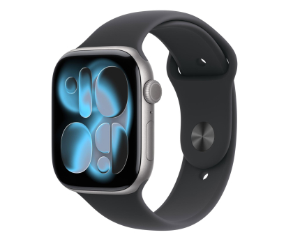 Smartwatch APPLE Watch Series 11 GPS 42mm Aluminiowa koperta (gwiezdna szarość)/ Sportowy pasek (czarny) - rozmiar S/M